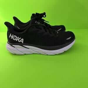 Hoka One One Clifton 8 Womens Size 7B (Medium) Black BWHT 1119394 Running Shoes